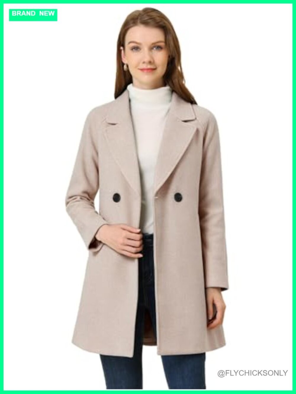 Notched Lapel Double Breasted Peacoat Trench Winter Coat